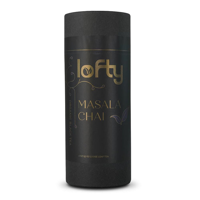 Front view of Lofty Masala Chai tea canister