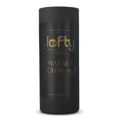 Front view of Lofty Masala Chai tea canister