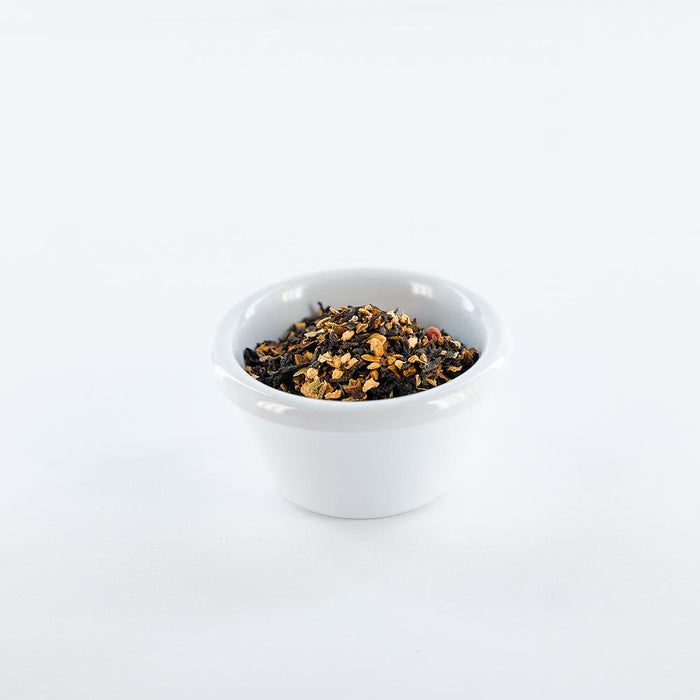 Lofty coffee loose leaf chai blend in a white bowl