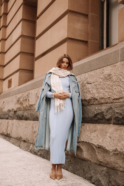 Petal and Pup USA DRESSES Mattie Long Sleeve Maxi Dress - Blue Grey