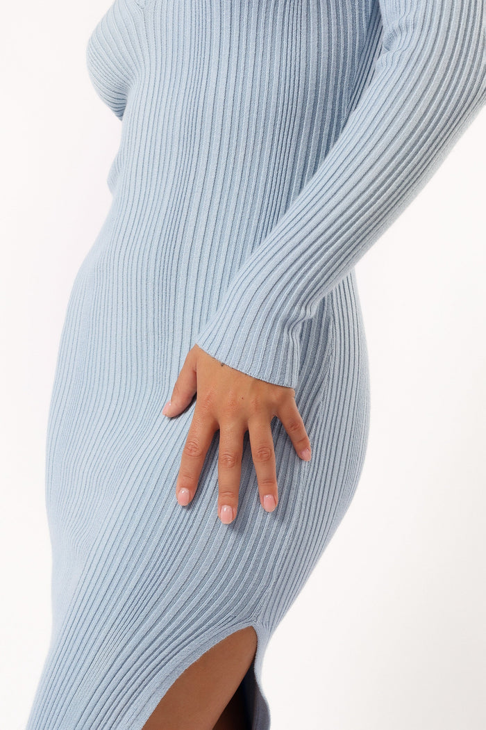 Petal and Pup USA DRESSES Mattie Long Sleeve Maxi Dress - Blue Grey