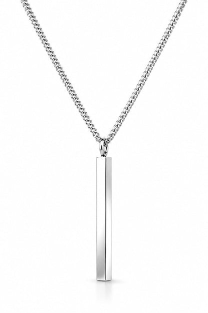 Halsband i silver till herr med stav i pansarkedja.