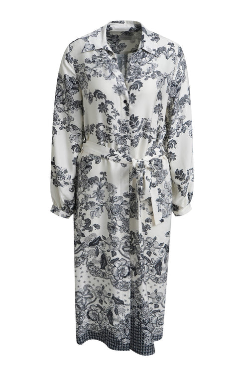 Milano 63-6557-1492 Navy Floral Print Shirt Dress by MILANO, full view. Shop MILANO at Dotique