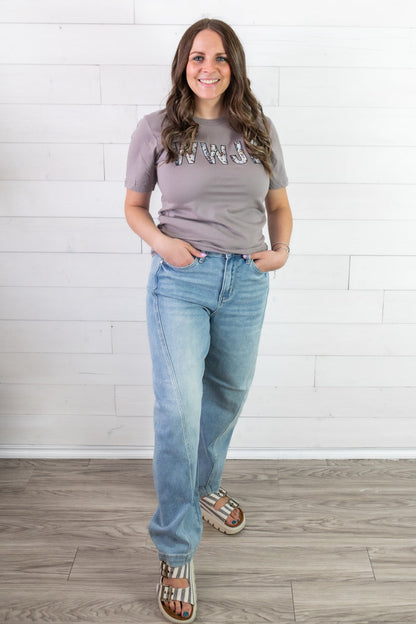 Miley HW Side Panel Barrel Leg Jeans
