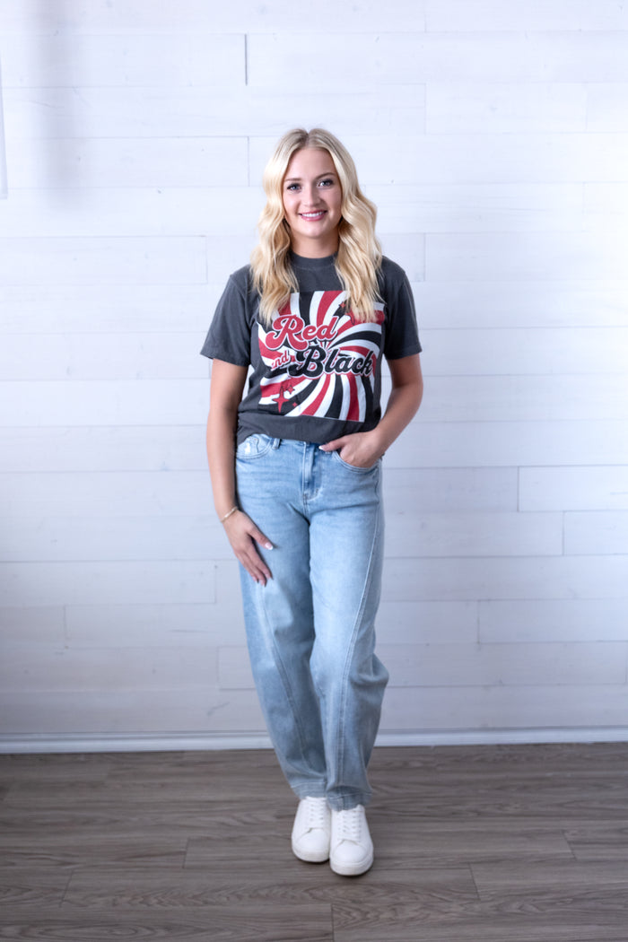 Miley HW Side Panel Barrel Leg Jeans
