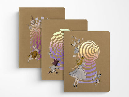 Moleskine Alice's Adventures in Wonderland Set of Three XL Ruled Cahier Notebooks