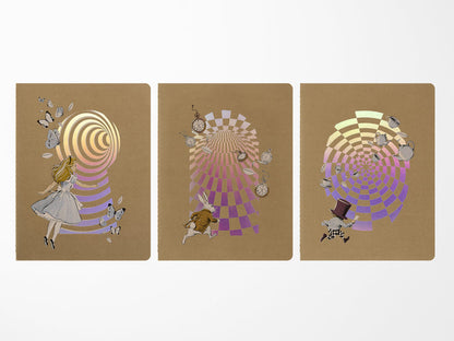 Moleskine Alice's Adventures in Wonderland Set of Three XL Ruled Cahier Notebooks