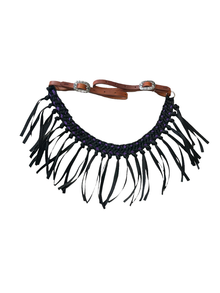 Mule tape horse tripping collar black with purple lacing