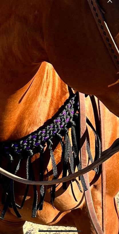 Mule tape horse tripping collar black with purple lacing