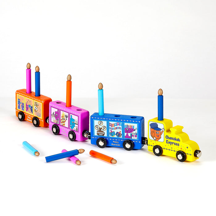 My Play Wood Train Menorah with Removable Wood Candles