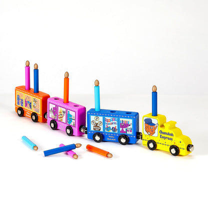 My Play Wood Train Menorah with Removable Wood Candles