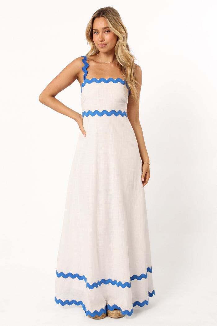 Petal and Pup USA DRESSES Nancy Maxi Dress - Blue/White