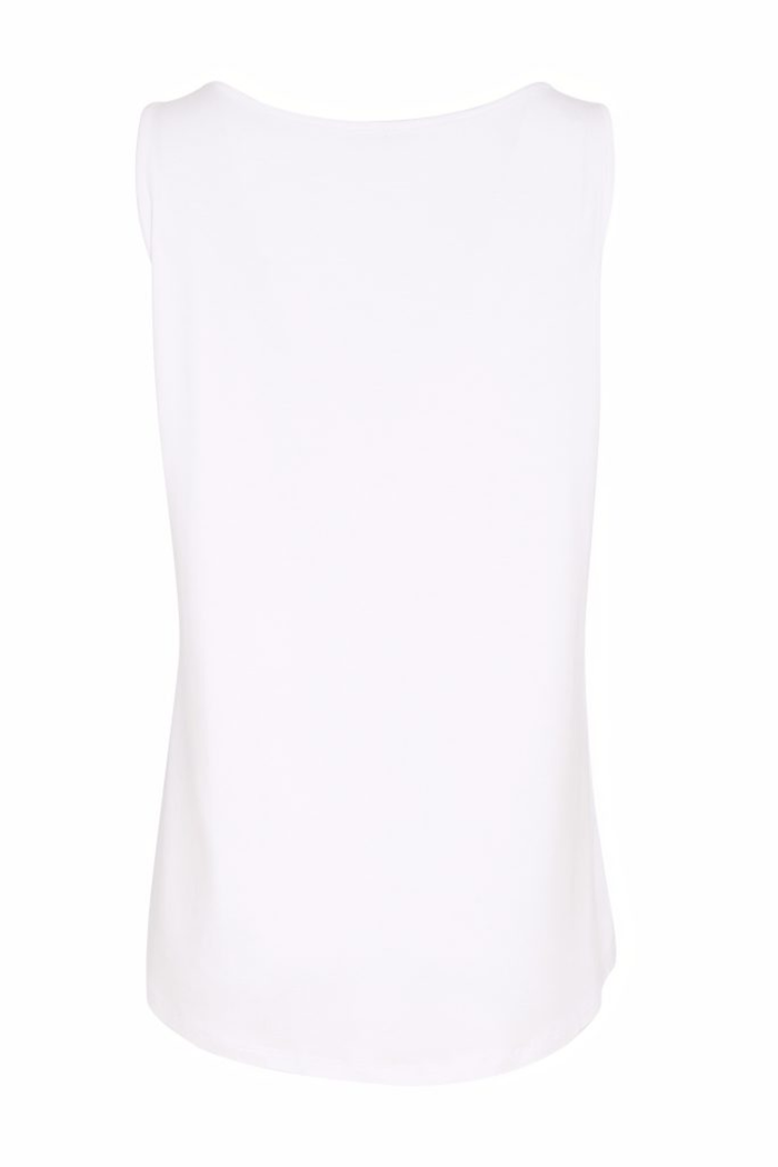 Soft white cami top by Naya with wide straps and a flattering scoop neckline. Easy to layer or wear alone. Shop now at Dotique.