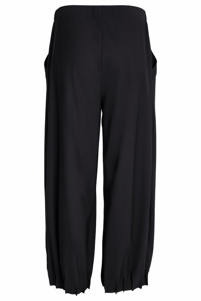 Naya NAW25153 Black Wide Leg Trouser with Tuck Hem Detail - Dotique - Naya