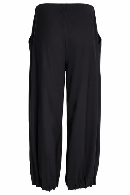Naya NAW25153 Black Wide Leg Trouser with Tuck Hem Detail - Dotique - Naya
