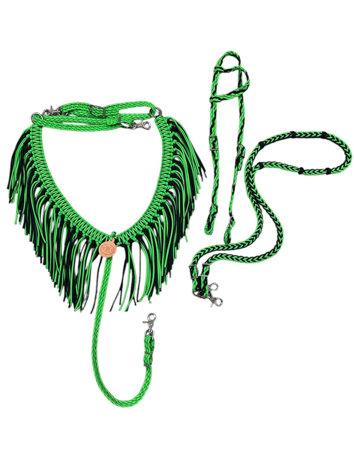 Neon green fringe  Tack set - Tiffanys Braided Tack LLC