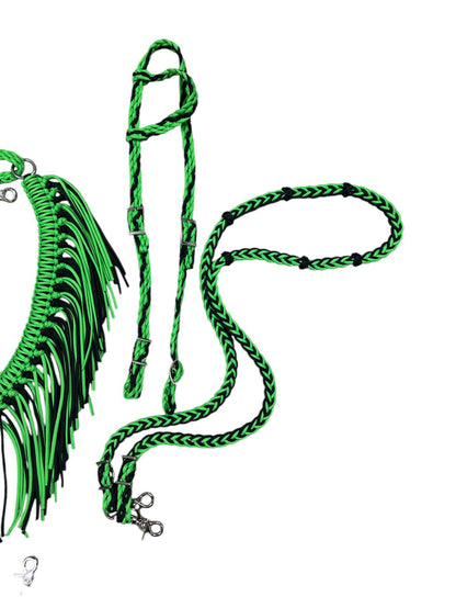 Neon green fringe  Tack set - Tiffanys Braided Tack LLC