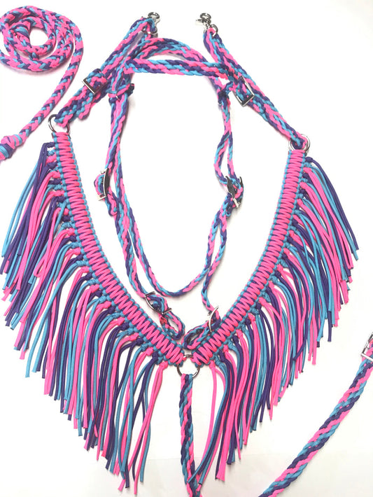 neon pink,neon purple,neon turquoise tack set - Tiffanys Braided Tack LLC