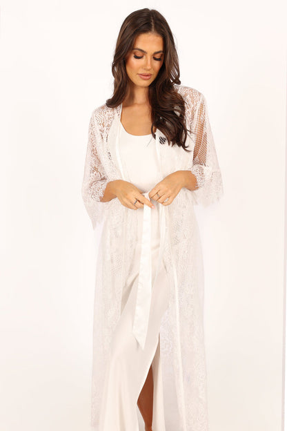Petal and Pup USA SWIM & INTIMATES Nephele Lace Bridal Robe - Ivory