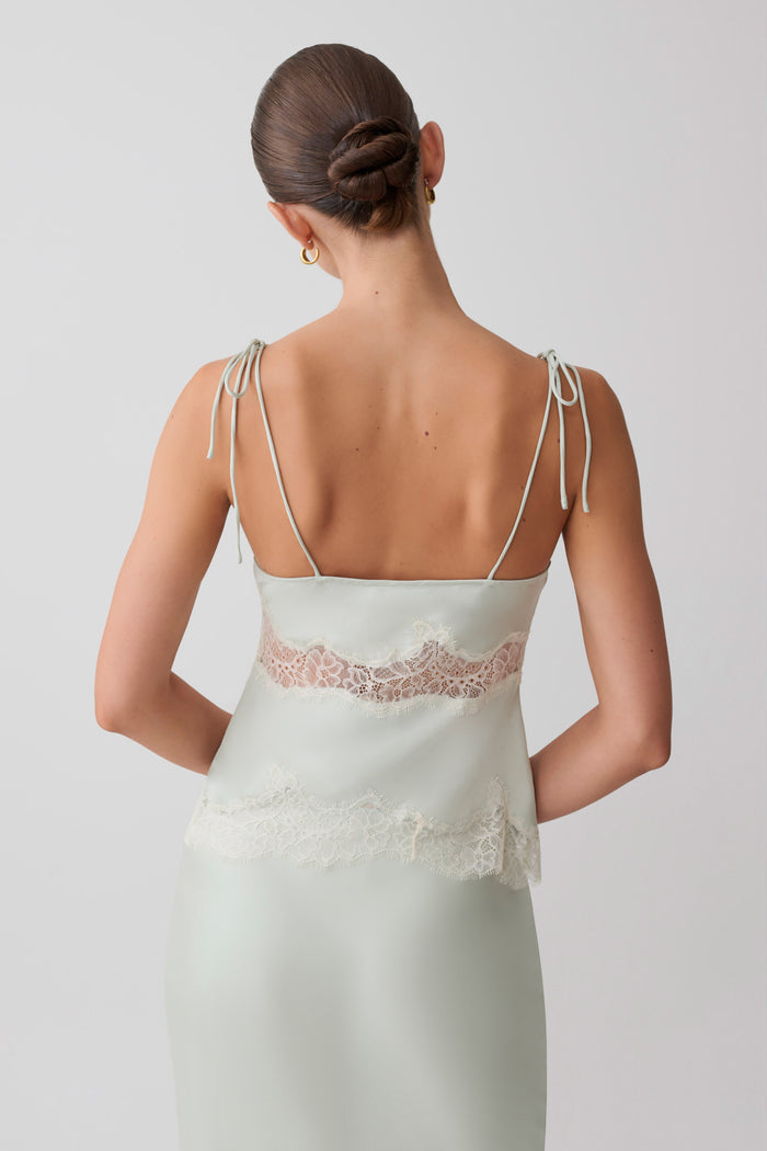 Nina Satin And Lace Camisole - Sage