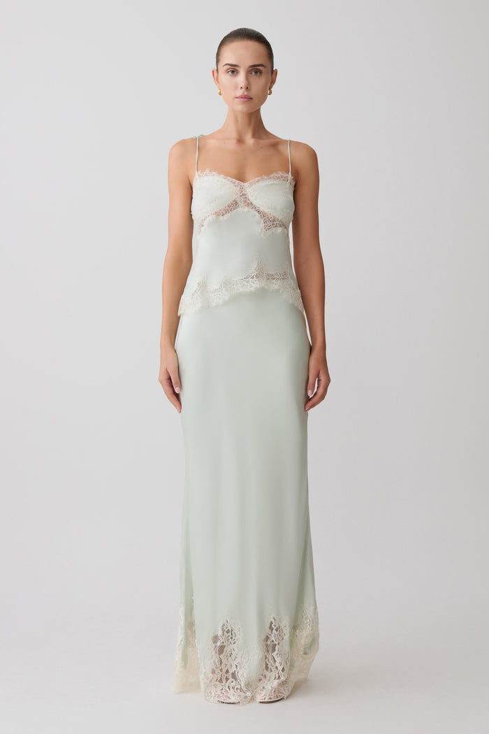 Nina Satin And Lace Camisole - Sage