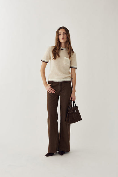 Noella N-Marthy Knit Ivory Brown by Noella worn by a model. Shop Noella at Dotique
