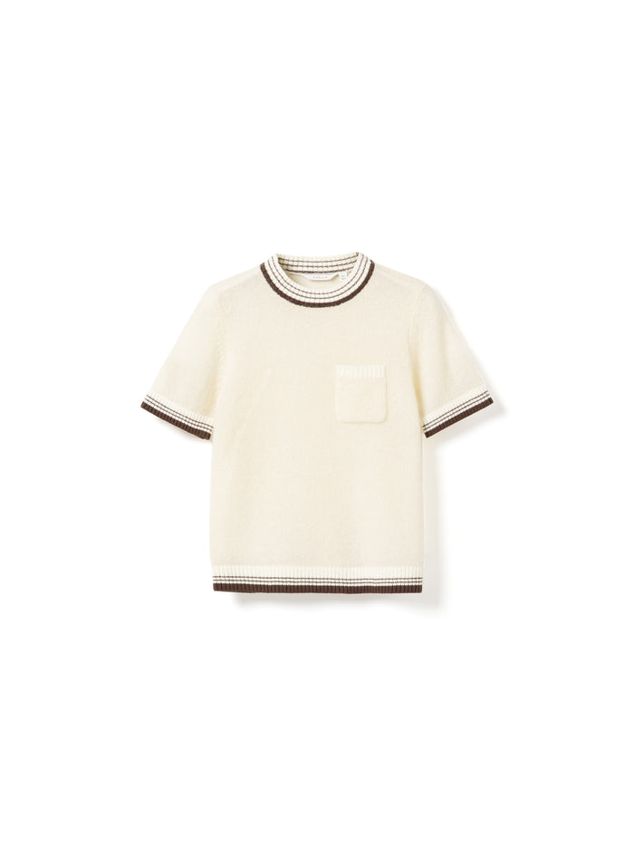 Noella N-Marthy Knit Ivory Brown jumper by Noella. Front view. Shop Noella at Dotique