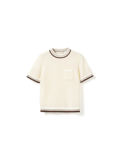 Noella N-Marthy Knit Ivory Brown jumper by Noella. Front view. Shop Noella at Dotique