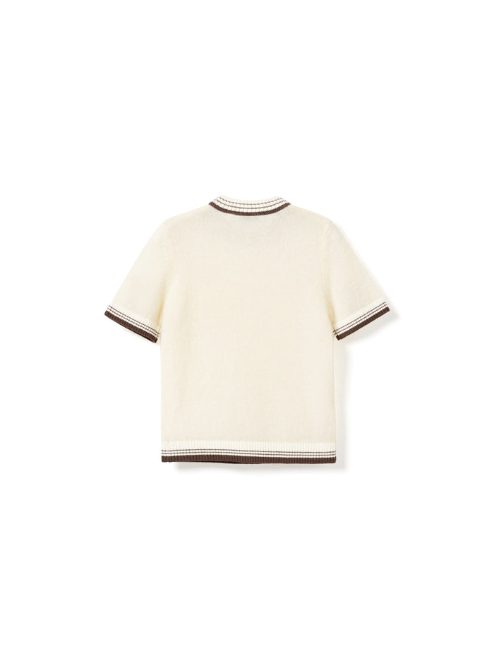 Noella N-Marthy Knit Ivory Brown by Noella short sleeve knit jumper Shop Noella at Dotique