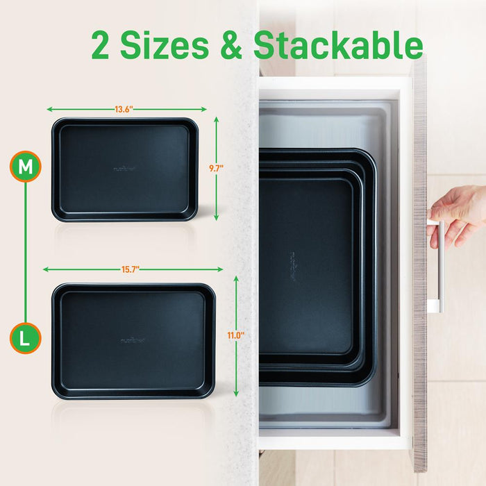 Non-Stick Baking Pans Set, Easy Clean, Carbon Steel, Blue