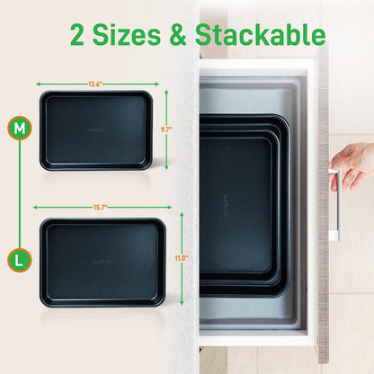 Non-Stick Baking Pans Set, Easy Clean, Carbon Steel, Blue