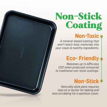 Non-Stick Baking Pans Set, Easy Clean, Carbon Steel, Blue