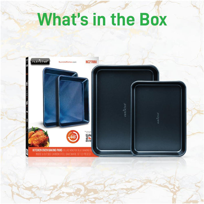 Non-Stick Baking Pans Set, Easy Clean, Carbon Steel, Blue