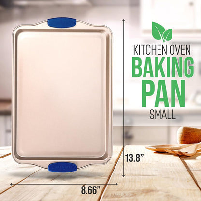 Nonstick Cookie Sheet, Easy Release, Carbon Steel, Blue Handles