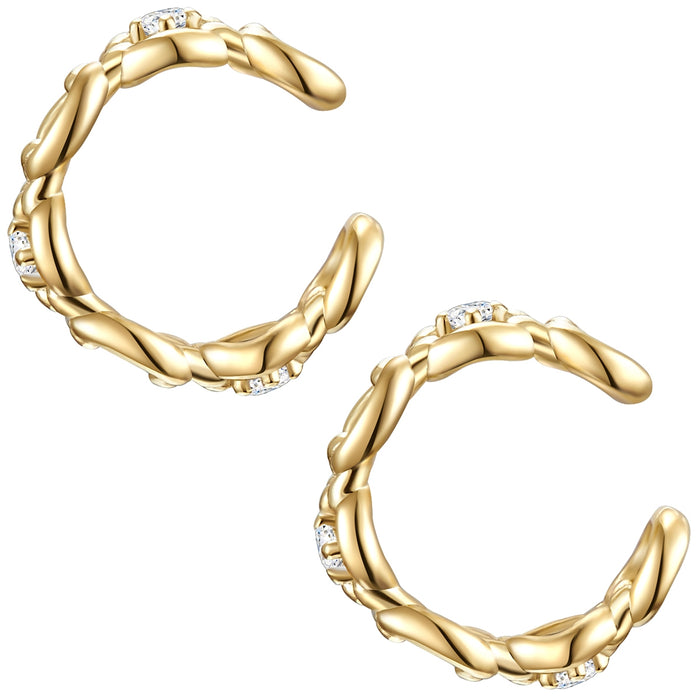 Ohrklemme mit Zirkonia gelbgold, 2 Stück