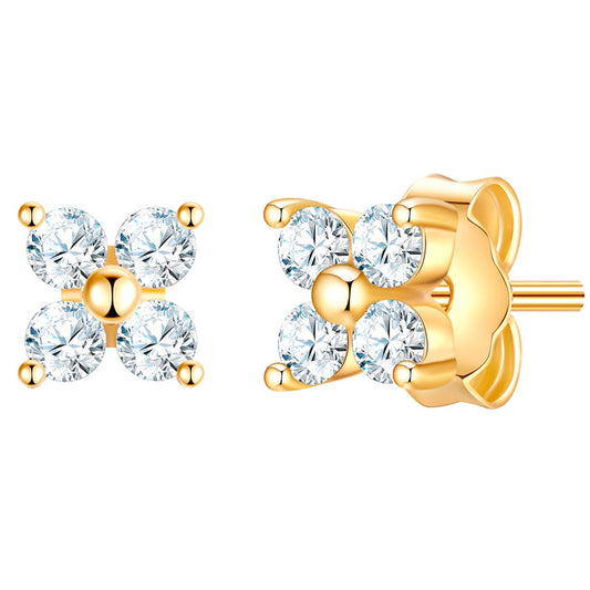 Ohrstecker BLUME mit Zirkonia gelbgold