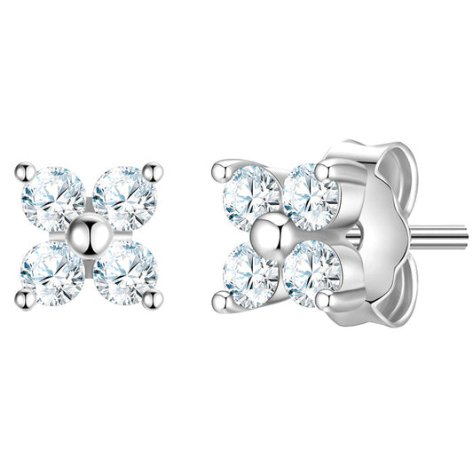 Ohrstecker BLUME mit Zirkonia silber
