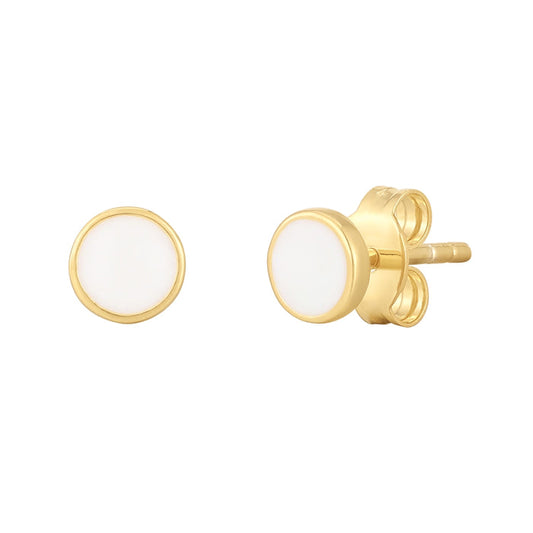 Ohrstecker gold Kreis Emaille weiß