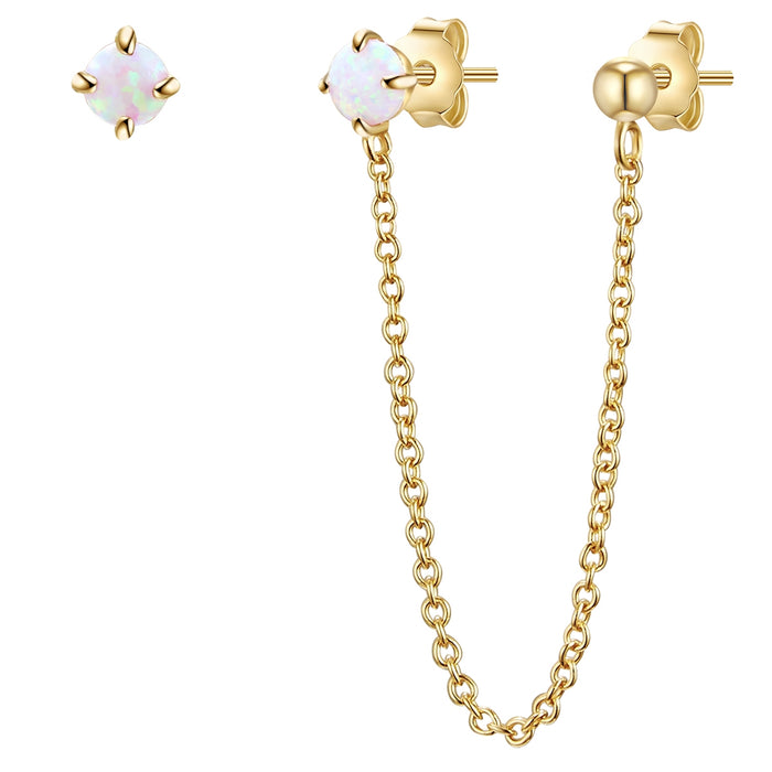 Ohrstecker goldfarben Opal (synth.)