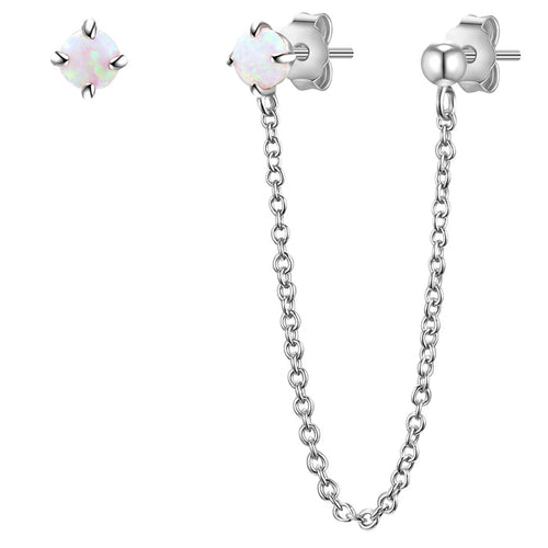 Ohrstecker silber Opal (synth.)