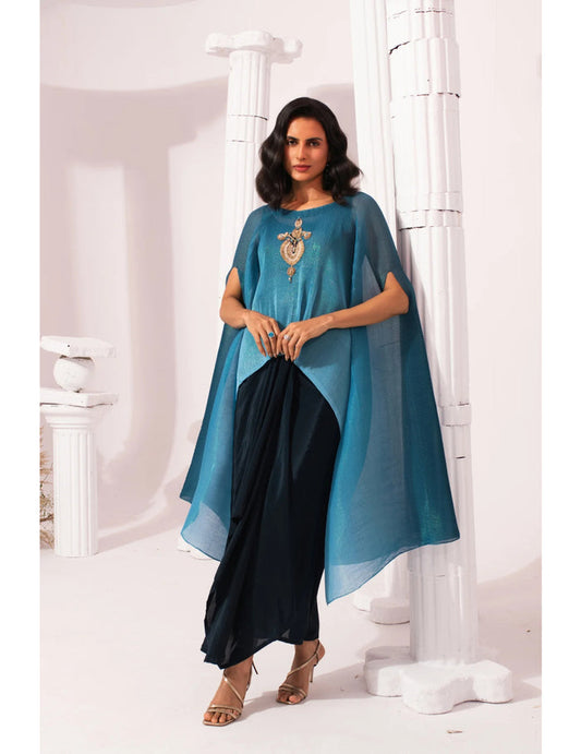 Ombre Ocean Blue Kaftan & Dhoti Set