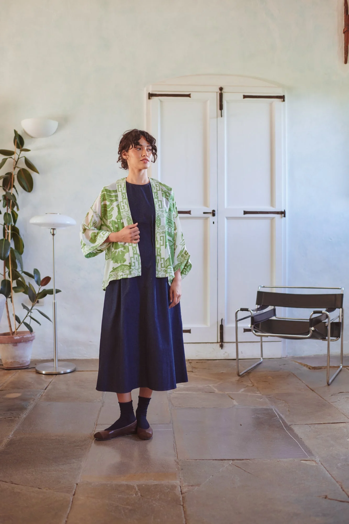 Giant Willow Green kimono by One Hundred Stars in a premium modal-cupro blend. Lightweight, fluid and perfect for layering over dresses, tops or swimwear. Shop at Dotique.