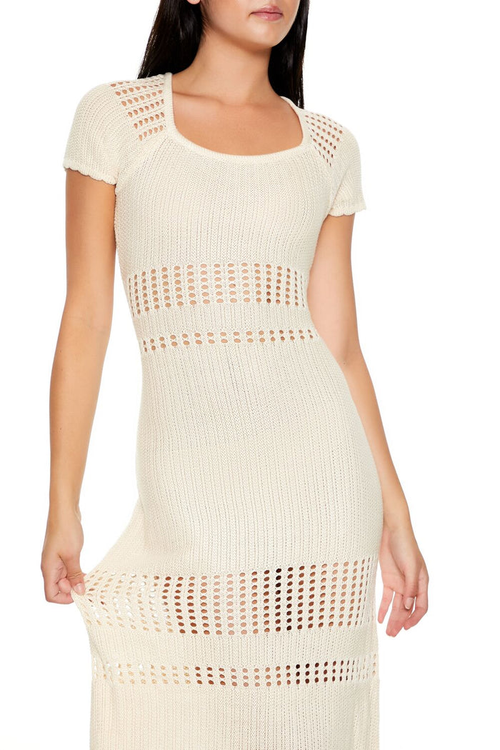 Open-Knit Crochet Midi Dress