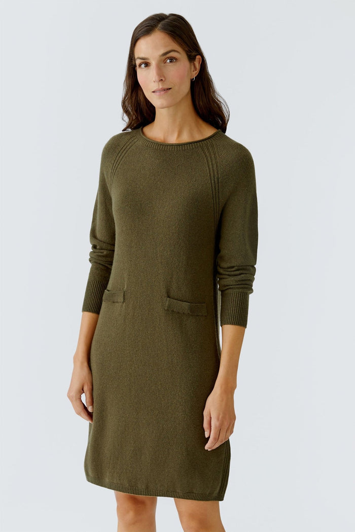 Oui 85821 Khaki 6878 Knitted Dress - Dotique - Oui