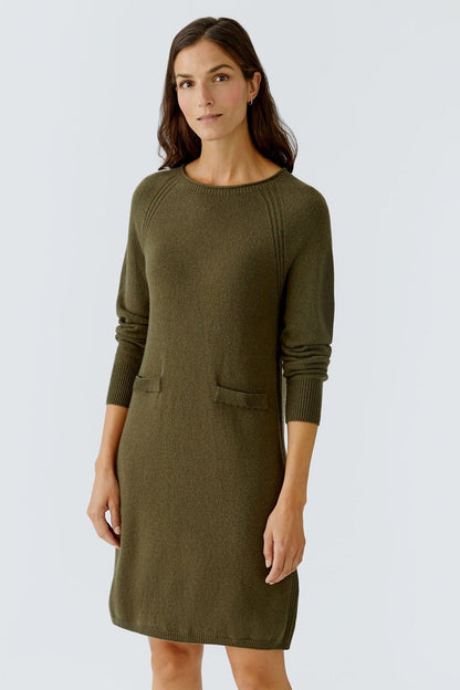 Oui 85821 Khaki 6878 Knitted Dress - Dotique - Oui