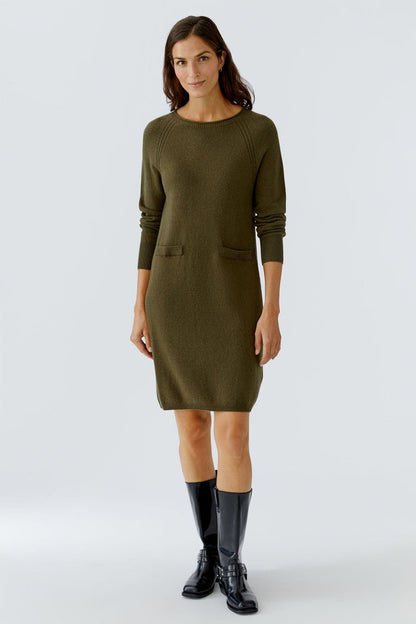 Oui 85821 Khaki 6878 Knitted Dress - Dotique - Oui