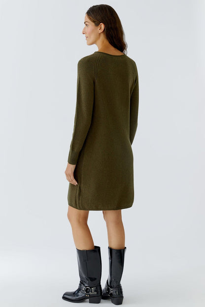 Oui 85821 Khaki 6878 Knitted Dress - Dotique - Oui