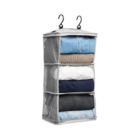 Grey Scaled | Front view of Metro Hanging Toiletry Case in Grey