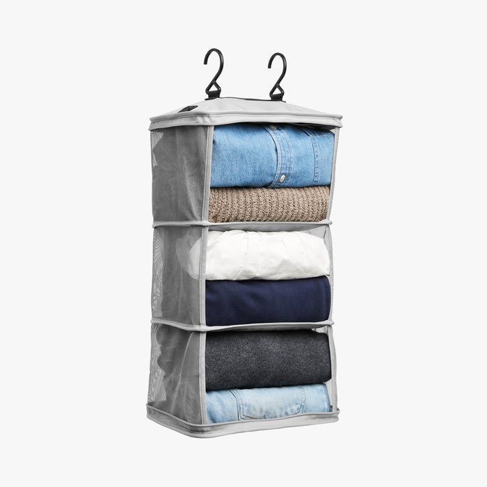 Grey | Side view packed of Metro Hanging Toiletry Case in Grey