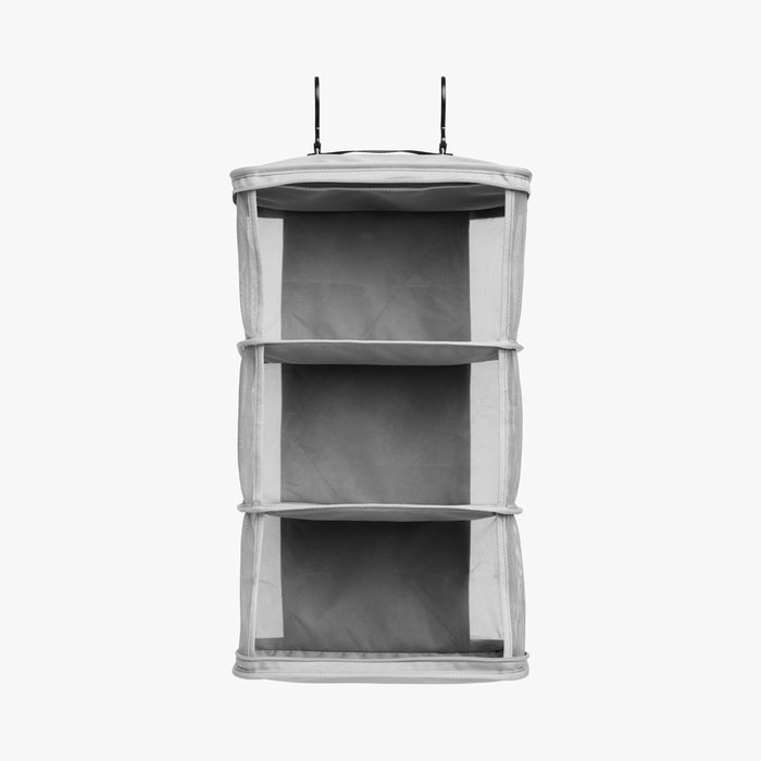 Grey | front view empty of Metro Hanging Toiletry Case in Grey